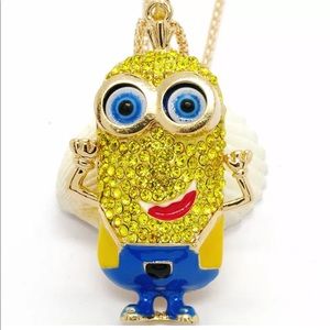 Crystal Blue Minion Necklace (Moveable Parts)